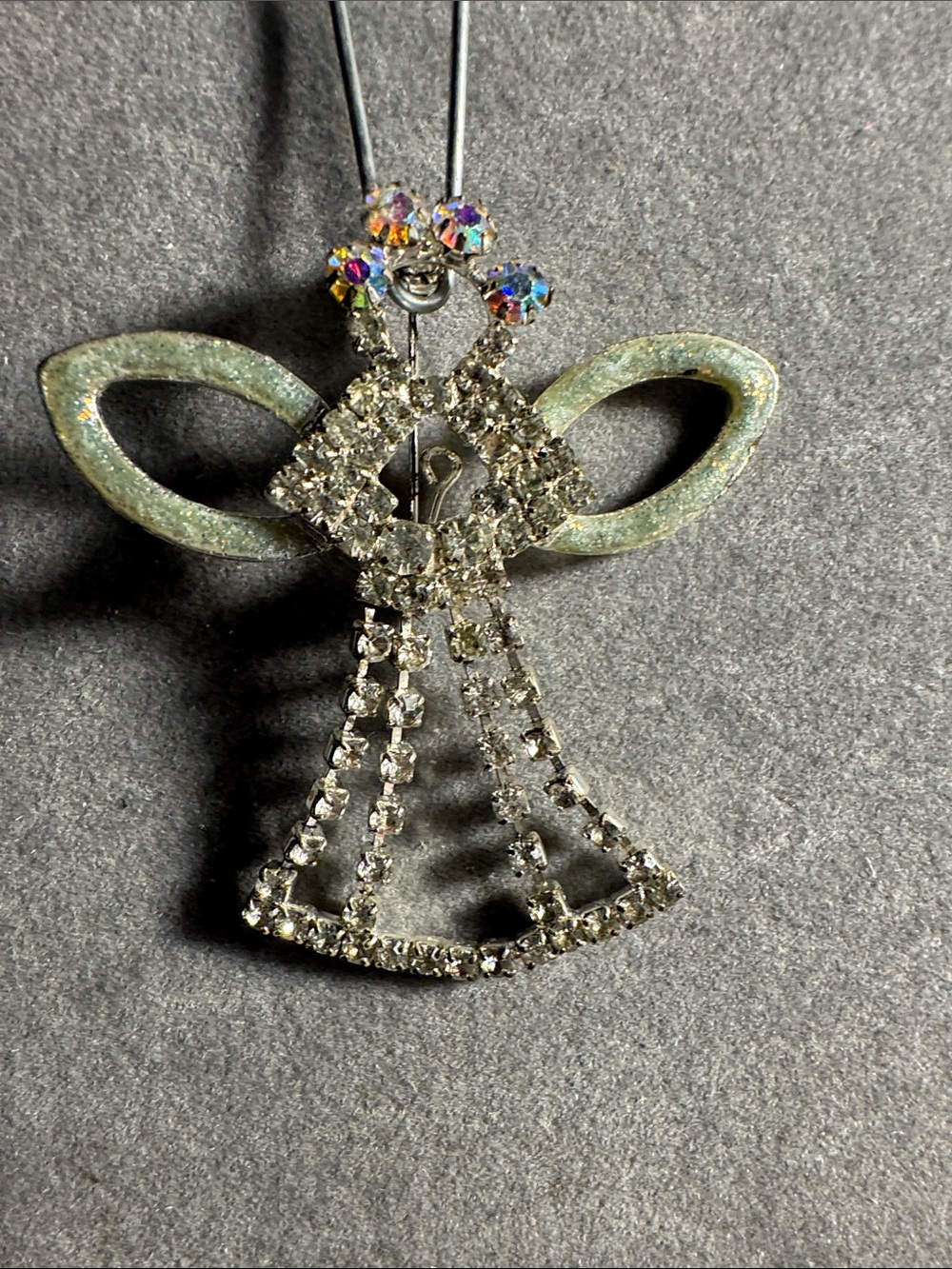 Sparkling Angel Brooch in Clear Crystal with Pale Green Enamel Accents